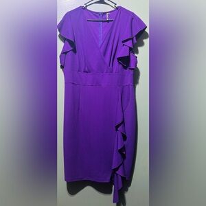 Miusol Asymmetrical Purple Dress with Ruffle Details